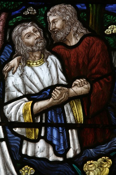 Buntglas: Johannes tauft Jesus, Jerusalem, Israel von Unbekannt