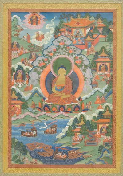 Thanka mit Buddha, 19. Jahrhundert von Unbekannt