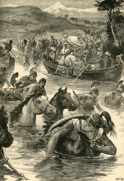 Die Mazedonier überqueren den Jaxartes, 1890 von Unbekannt