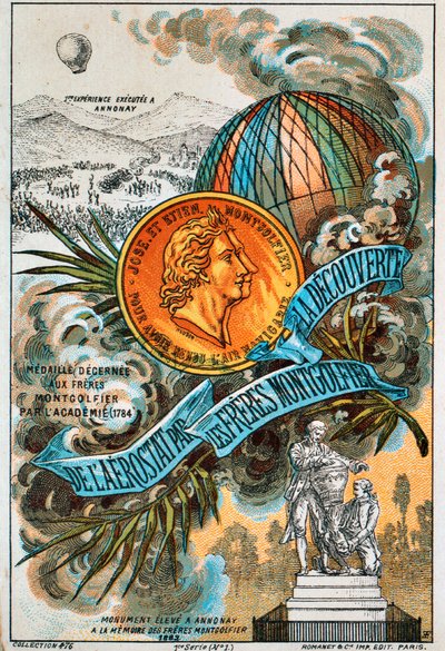 Die Brüder Montgolfier, französische Ballonfahrtpioniere, 1890er Jahre von Unbekannt