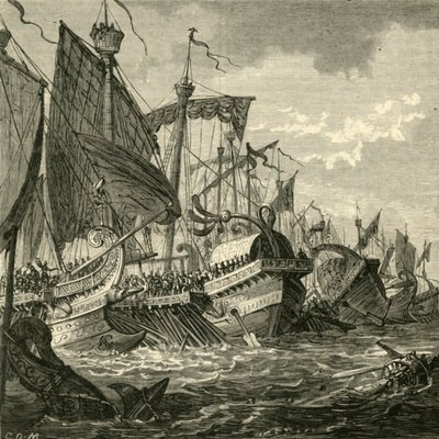 Die Seeschlacht vor Kap Pelorus, 1890 von Unbekannt
