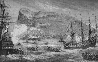 Die Einnahme von Gibraltar, August 1704, um 1880 von Unbekannt