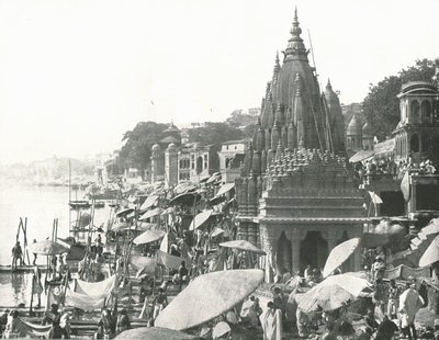 Der Vishnu-Teich und Ghat, Benares, Indien, 1895 von Unbekannt