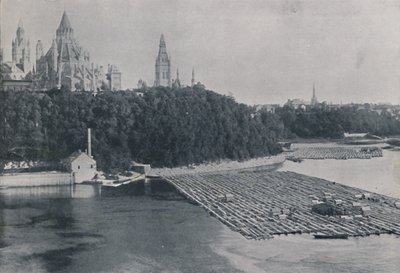 Blick auf Ottawa mit Holzflößen, 1924 von Unbekannt