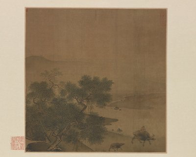Wasserbüffel, Kalb und Hirtenjunge von Unbekannt
