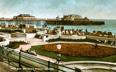 West Pier und Italienische Gärten, Brighton, Sussex, 1928 von Unbekannt