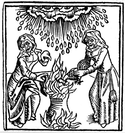 Hexen beschwören einen Regenzauber, 1489 von Unbekannt