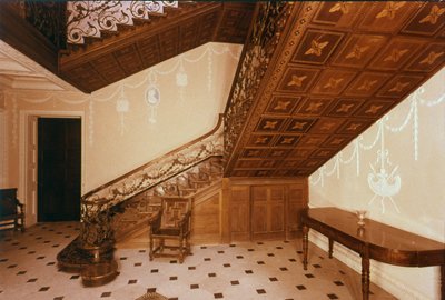 Die Treppe, Claydon House, Buckinghamshire, Mitte des 18. Jahrhunderts von Unbekannt Unbekannt