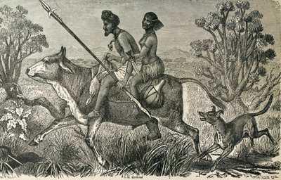 AFRIKA (19. Jahrhundert). Bewohner Zentralafrikas. Gravur. von Unbekannter Künstler