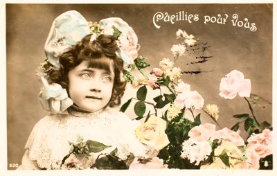 Alte Postkarte Für dich gepflückt Rosa von William M. Timlin