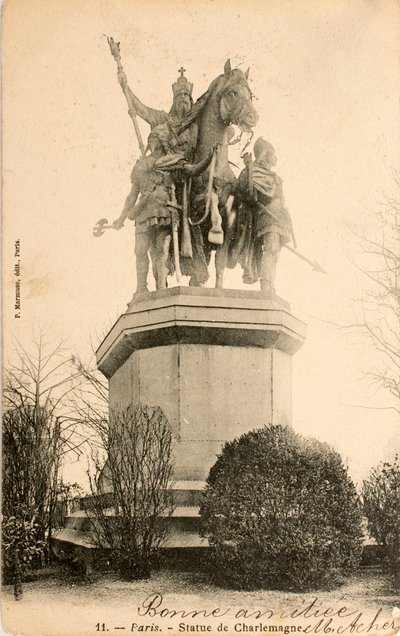 Postkarte/Statue von Karl dem Großen/Paris/Seine/Île-de-France/Frankreich von William M. Timlin