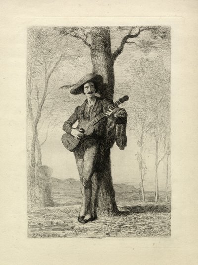 Der Gitarrist, Frankreich, um 1870 (Stich) von Unbekannter Künstler