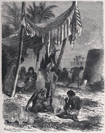 Glasherstellung im alten Ägypten, ca. 1880 (Gravur) von Unbekannter Künstler