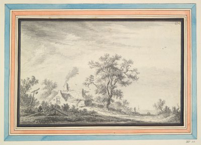 Bauernhof in der Nähe eines alten Baumes von Unknown