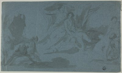 Mythologische Szene mit badender Frau von Unknown