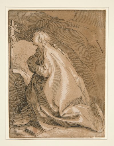 Heilige Maria Magdalena in der Höhle nach links blickend von Unknown
