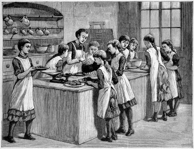 Eine Kochklasse in England von Unknown artist