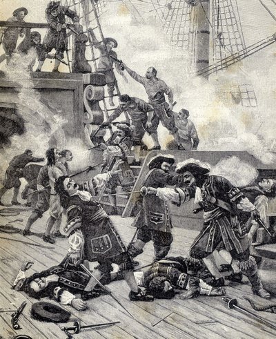 Schlacht auf einem Boot - Jean Bart. von Unknown artist