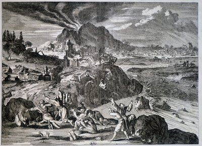 Erdbeben in Tokio im Jahr 1650 - Gravur von Unknown artist