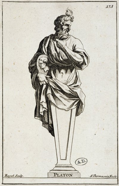 Gravur einer Statue von Platon von Unknown artist
