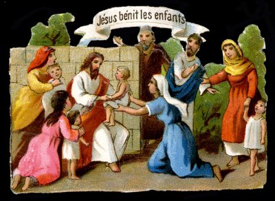 Jesus Christus segnet Kinder. Chromolithographie des 19. Jahrhunderts von Unknown artist