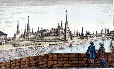 Moskau, die Moskwa. Gravur von Unknown artist