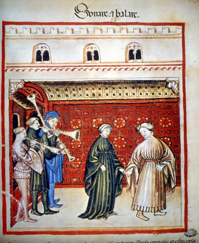Musiker und Tänzer, in „Tacuinum Sanitatis“ von Unknown artist