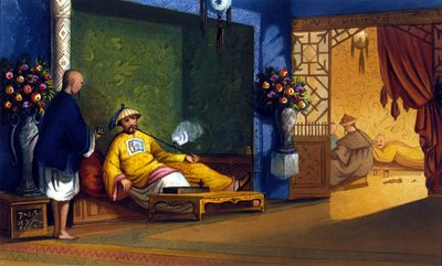 Opiumraucherei in China, Gravur um 1830 von Unknown artist