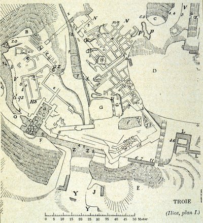 Plan von Troja: Ausgrabung von Heinrich Schliemann von Unknown artist