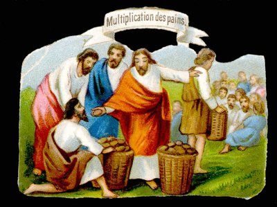 Vermehrung der Brote. Chromolithographie des 19. Jahrhunderts von Unknown artist
