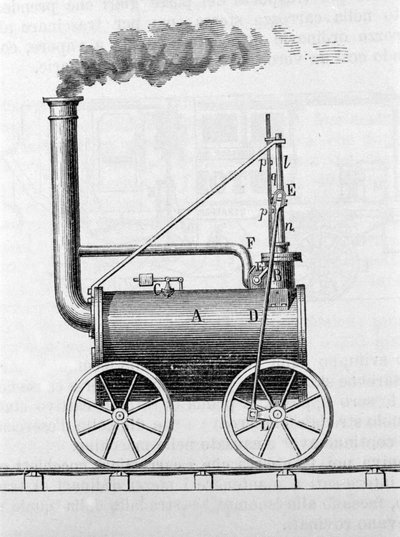 Trevithick-Lokomotive. 19. Jahrhundert (Gravur) von Unknown artist