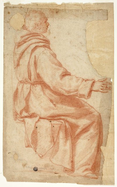 Sitzender Mönch im Profil nach rechts von Unknown Florentine