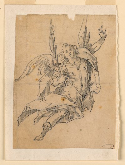 Ein fliegender Engel, der einen Palmzweig trägt von Unknown artist
