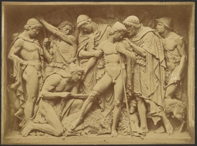 [Basrelief von Männern und totem Eber] von Unknown artist