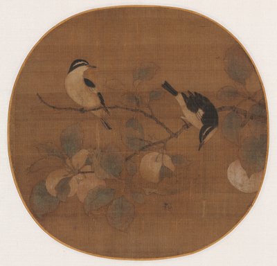 Vögel auf einem Pfirsichzweig von Unknown artist