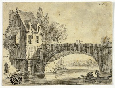 Brücke mit Haus von Unknown artist