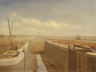 Kanal im Bau, möglicherweise der Bude-Kanal von Unknown artist