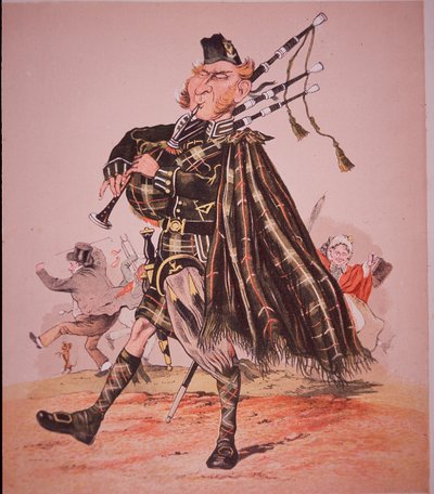 Karikatur eines Hochlandpfeifers von Unknown artist