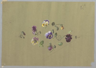 Entwurf für Tapeten und Textilien: Blumen von Unknown artist