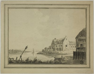 Häuser am Fluss oder Kanal von Unknown artist