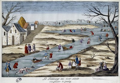 Eislaufen in Gentilly - Gravur von Unknown artist