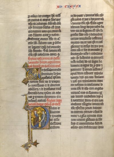Initiale P: Heiliger Paulus und ein Priester von Unknown artist