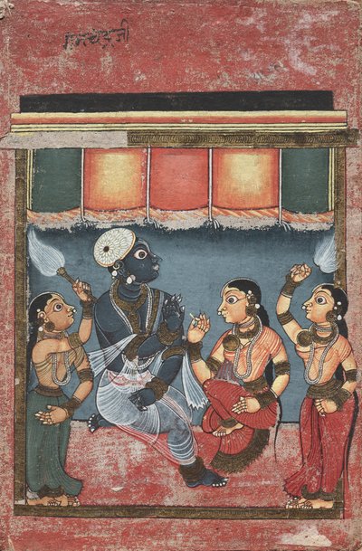 Krishna mit Radha und zwei Begleitern (recto) von Unknown artist