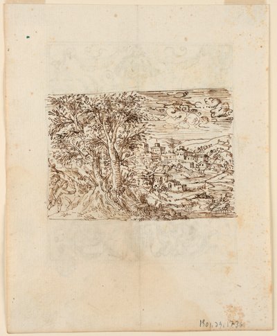 Landschaft; verso: Groteskes Design von Unknown artist