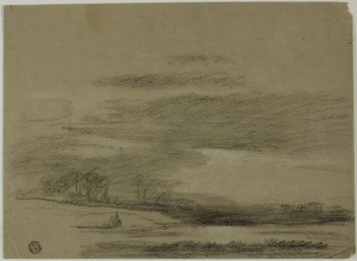 Landschaft mit Sonne, die durch Wolken bricht von Unknown artist