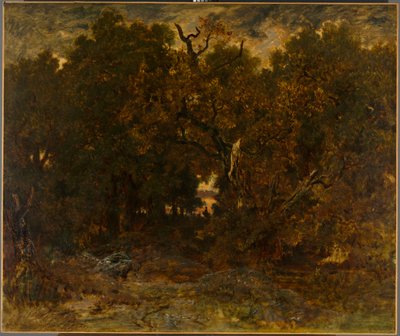 Verlassen des Waldes, Fontainebleau: Sonnenuntergang von Unknown artist