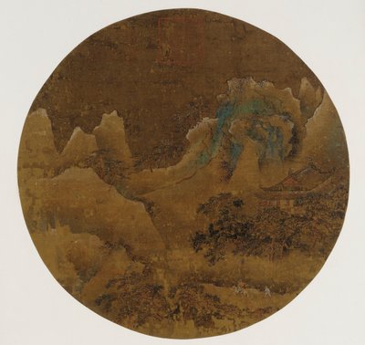 Berglandschaft: Felsen, Tempel und Kiefern von Unknown artist