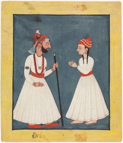 Raja Shamsher Sen mit einem Jugendlichen von Unknown artist