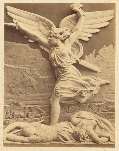 [Reliefskulptur einer geflügelten Figur mit Dolch] von Unknown artist
