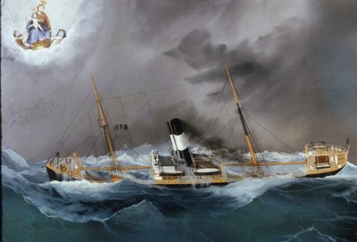 Dampfschiff in einem Sturm von Unknown artist